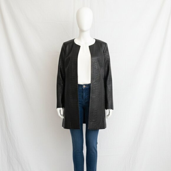 NWOT Chico’s Faux Snakeskin Leather Jacket Women’s Textured Blazer - Picture 2 of 13